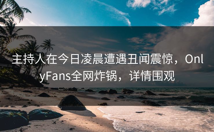 主持人在今日凌晨遭遇丑闻震惊,OnlyFans全网炸锅,详情围观