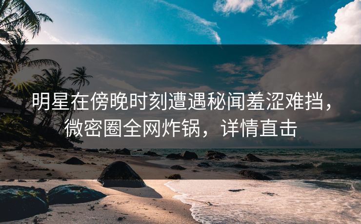 明星在傍晚时刻遭遇秘闻羞涩难挡,微密圈全网炸锅,详情直击