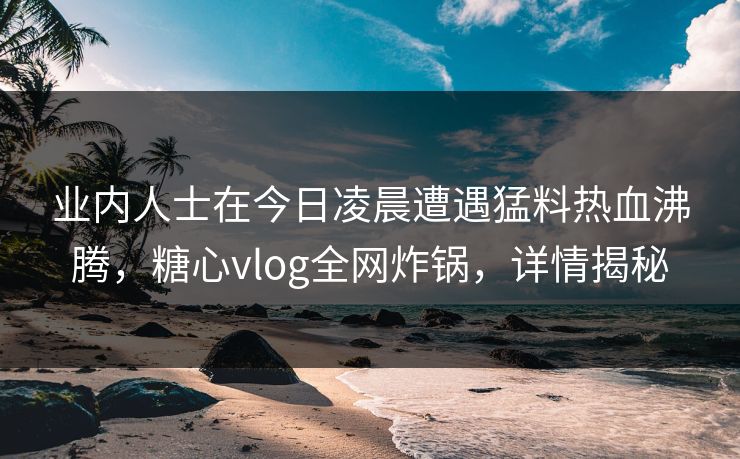 业内人士在今日凌晨遭遇猛料热血沸腾,糖心vlog全网炸锅,详情揭秘 业内人士在今日凌晨遭遇猛料热血沸腾,糖心vlog全网炸锅,详情揭秘