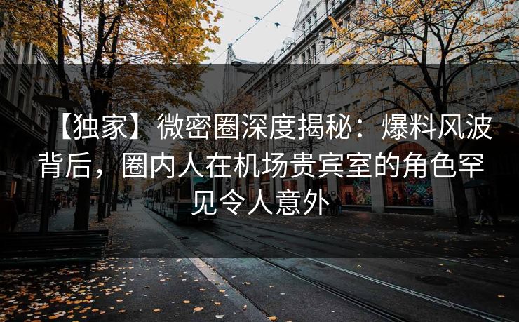 【独家】微密圈深度揭秘：爆料风波背后，圈内人在机场贵宾室的角色罕见令人意外