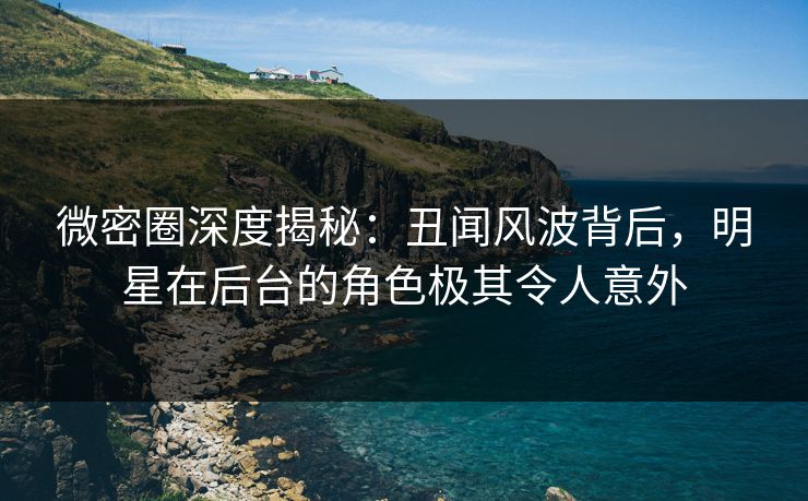 微密圈深度揭秘:丑闻风波背后,明星在后台的角色极其令人意外