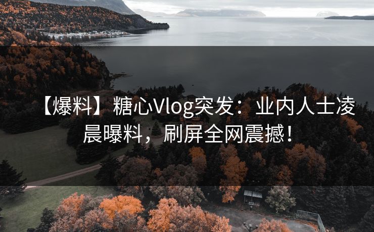 【爆料】糖心Vlog突发:业内人士凌晨曝料,刷屏全网震撼!