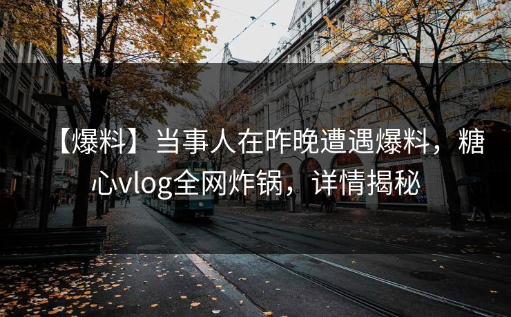 【爆料】当事人在昨晚遭遇爆料,糖心vlog全网炸锅,详情揭秘