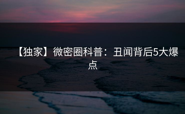 【独家】微密圈科普:丑闻背后5大爆点
